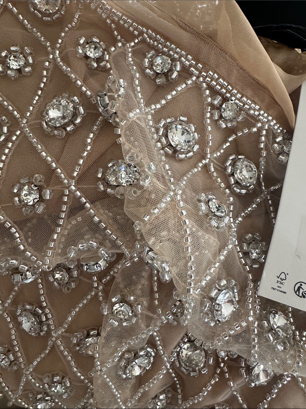 JEWEL BEADED SHORT DRESS
(damaged, missing one jewel on the left shoulder) - Picture 8 of 12